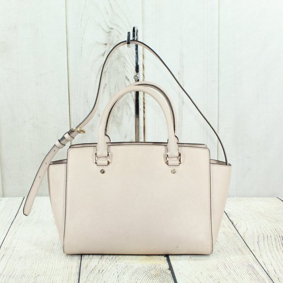 Michael Kors Tan Leather Studded Top Handles Sling Satchel Handbag - Picture 8 of 11